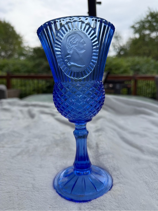 Other - VTG Avon Fostoria Cobalt Blue George Washington Cameo Water Wine Goblet 1976